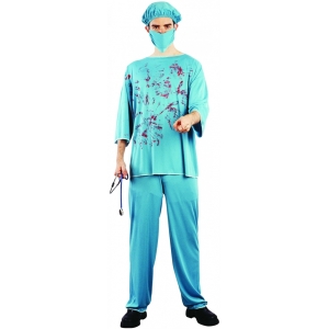 Green Doctor Costume with Blood - Halloween Mens Costumes